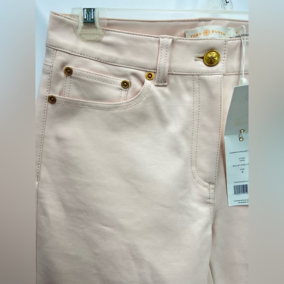 Tory Burch Blush light Pink pants with Gold Accents new with tag size 4 - Picture 6 of 11